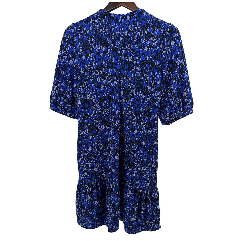Tyler Boe Blue Abstract Floral Puff‎ Sleeve Ruffle Hem Mini Dress Size Meduim ? - Picture 3 of 10